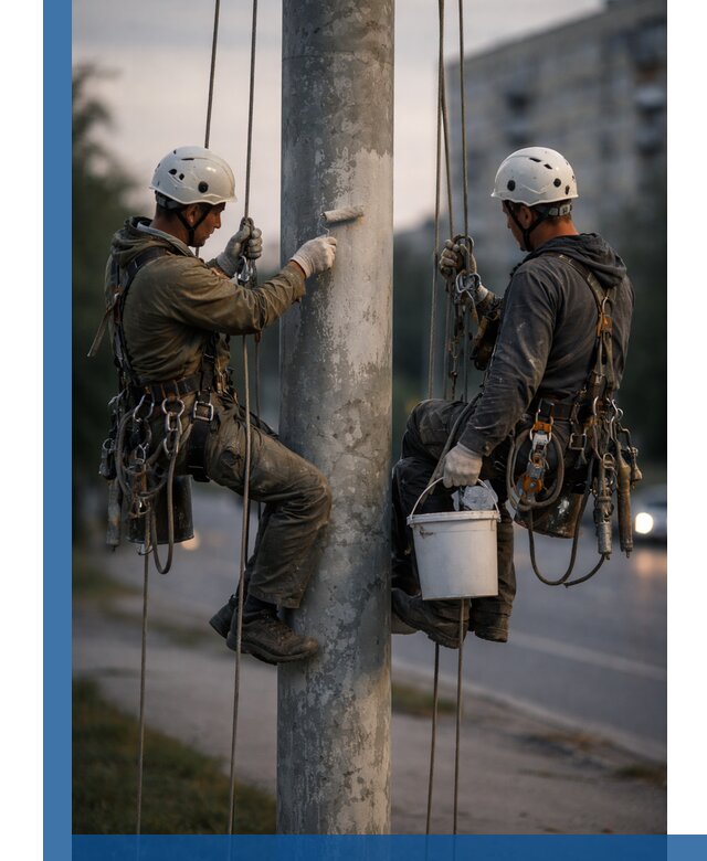 Покраска опор освещения и антикоррозийная защита в Королёве