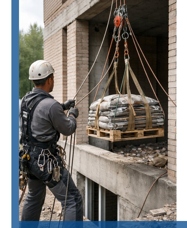 Подъем материалов на этаж веревками в Королёве оперативно