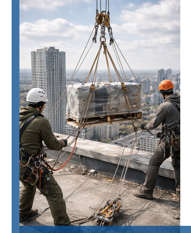 Подъем и монтаж крупногабаритных грузов на крышу в Королёве