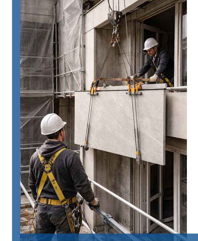 Подъем керамогранита на этаж в Королёве грузчиками и техникой