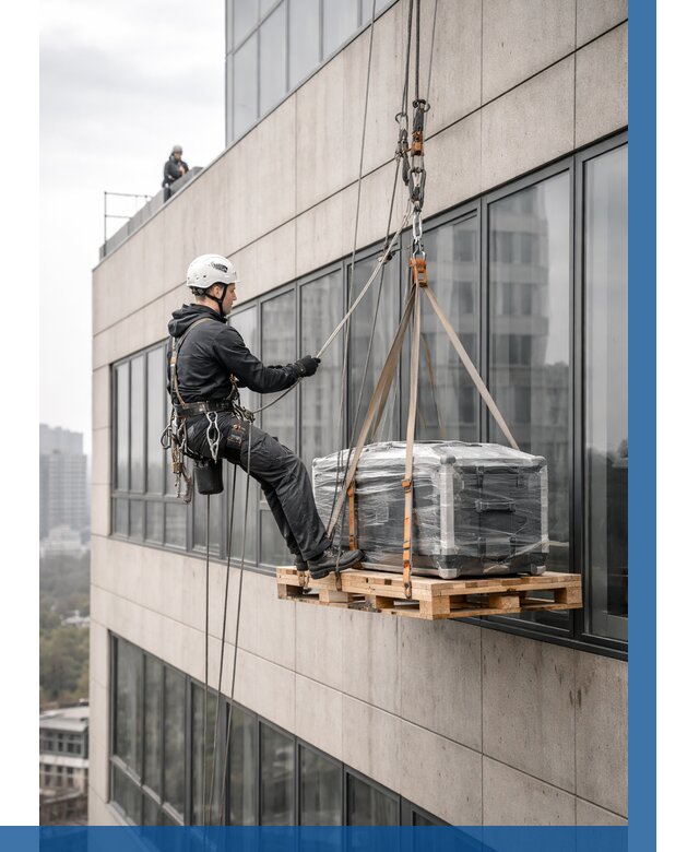 Спуск груза по фасаду в Королёве от 3639 р. | ВЫСОТНИК-Кор