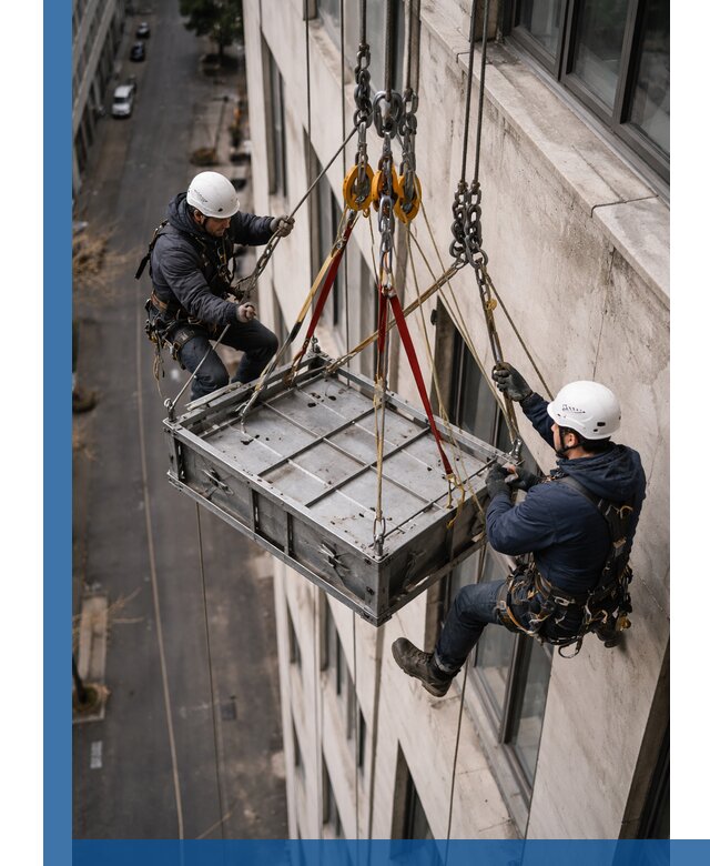 Спуск и подъем грузов по фасаду в Королёве для зданий
