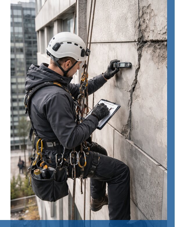 Обследование фасада альпинистами в Королёве от 125 р. | ВЫСОТНИК-Кор