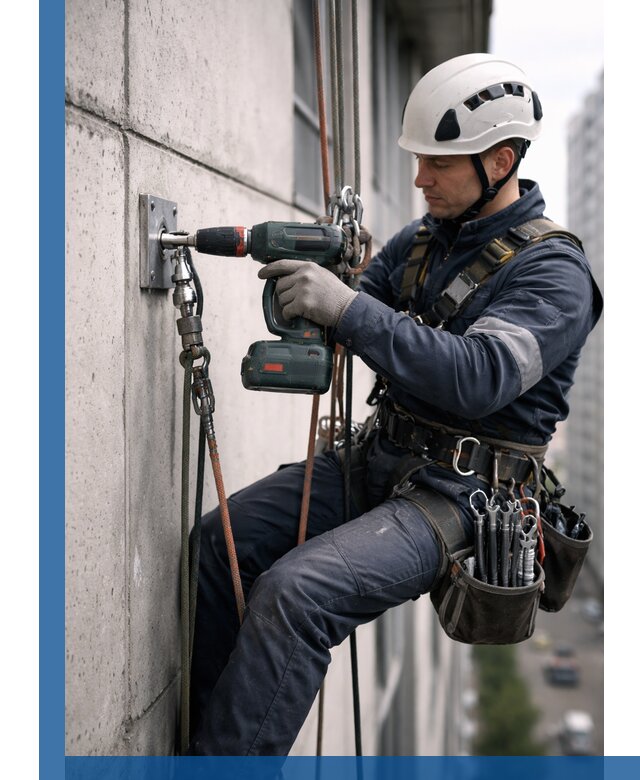 Установка анкерных точек для высотных работ в Королёве