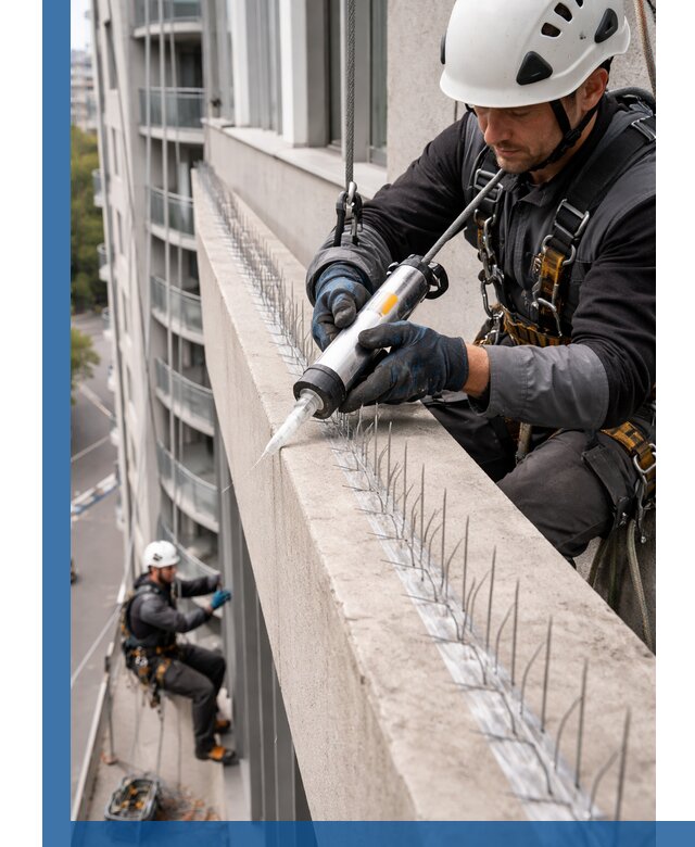 Установка шипов от птиц на фасадах и кровлях в Королёве